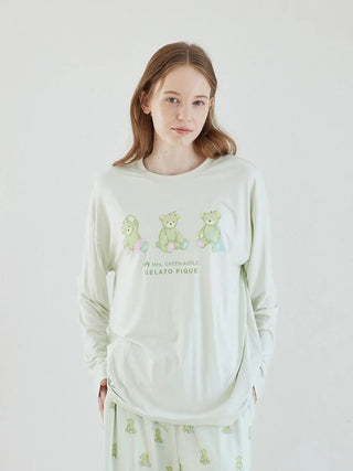 [Mrs. GREEN APPLE][Unisex] One-point Printed Long-sleeve T-shirt & Pants Set - view 15