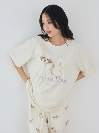 [UV-Cut] Walking Dog One-point Printed Cool Touch Pants