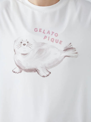 Cool-to-touch Sea Animals One Point Printed T-shirt