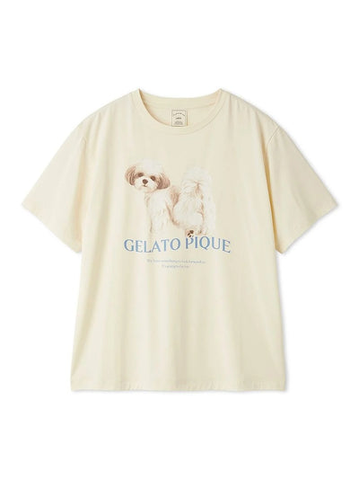 [UV-Cut] Walking Dog One-point Printed Cool Touch T-Shirt gelato pique