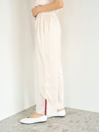 Satin Pants With Lace & Ribbon