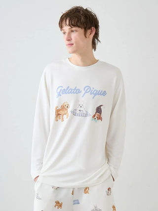 Unisex Playful Dog Printed Long-sleeved T-shirt