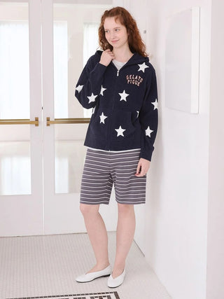 Unisex Airy Moco College Logo Star Jacquard Hoodie