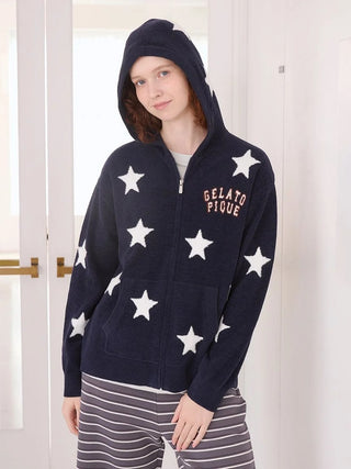 Unisex Airy Moco College Logo Star Jacquard Hoodie