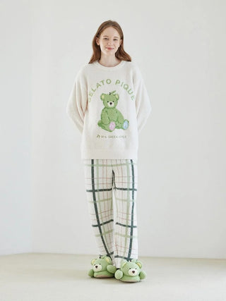 [Mrs. GREEN APPLE] [Unisex] Powder Jacquard Pullover & Baby Moco Checkered Pants Set - view 26