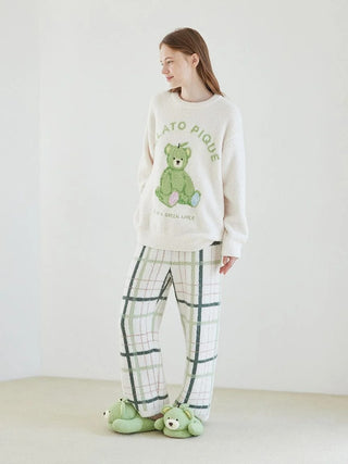 [Mrs. GREEN APPLE] [Unisex] Powder Jacquard Pullover & Baby Moco Checkered Pants Set - view 28