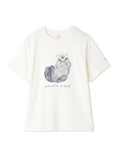 Cool-to-touch Sea Animals One Point Printed T-shirt gelato pique