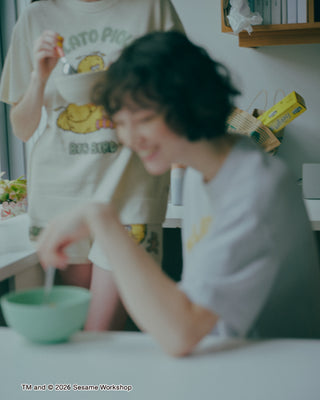 [SESAME STREET] Airy Moco Jacquard Pullover & Shorts Set