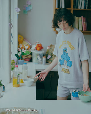 [SESAME STREET] Airy Moco Jacquard Pullover & Shorts Set