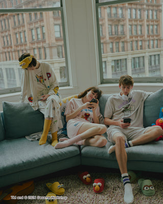 [SESAME STREET] Men's Airy Moco Jacquard Pullover & Shorts Set