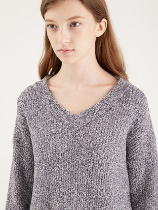 Melange Warm Moco Knit Pullover Sweater in navy, Women's Pullover Sweaters at Gelato Pique USA