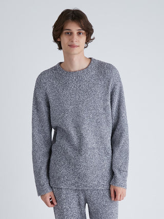 Homme Melange Hot Moco Pullover by Gelato Pique USA. Stay warm and cozy this winter with a new series of pullover roomwear with a melange-like fabric that feels soft yet insulating.