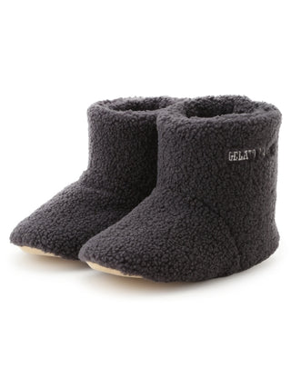Slipper Boots With Logo Embroidery Black- Women's Lounge Room Slippers at Gelato Pique USA