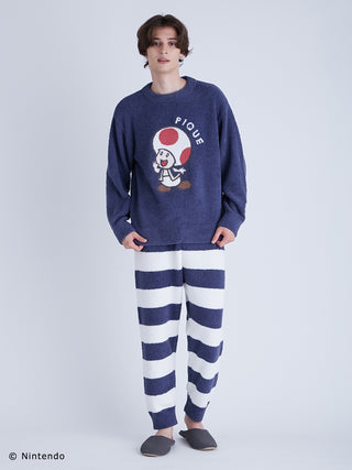 Super Mario Men's Jacquard Pullover and Long Pants Set by Gelato Pique US a special collection of Super Mario pullovers and pants that is made from Gelato pique's signature Baby Moko fabric.