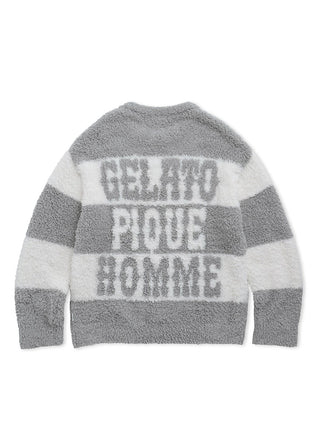 Men's Gelato Border Stripes Pullover Sweatshirt in gray, Men's Pullover Sweaters at Gelato Pique USA.