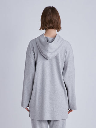 Ribbed Pullover Hoodie in gray, Women's Pullover Sweaters at Gelato Pique USA
