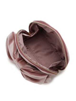 Velour Ribbon Round Pouch- Women's Loungewear Bags, Pouches, Eco Bags & Tote Bags at Gelato Pique USA