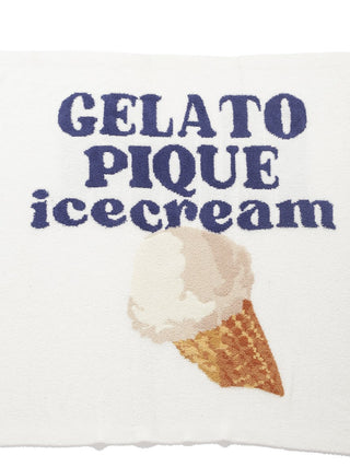 Gelato Pique USA Ice Cream Jacquard Blanket. A colorful logo and ice cream blanket. It's soft and warm. Soft off-white. 