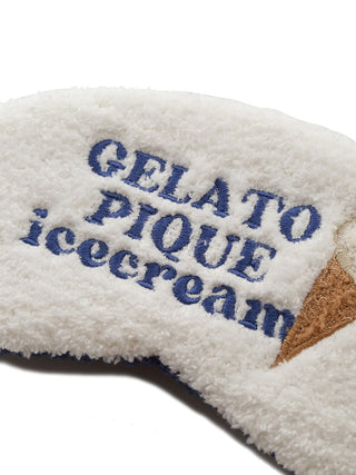 Close-up of Gelato Pique sleep eyemask with ice cream embroidery and soft jacquard texture for comfortable rest.