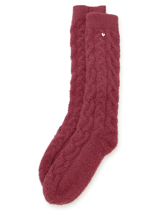 (Sweet) Heart Aran Frilled Socks Red - Women's Lounge Socks at Gelato Pique USA