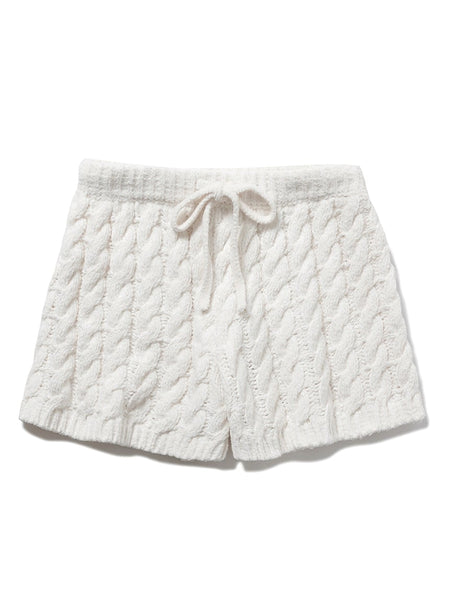 PARIYA Whipped Cream Cable Knit Lounge Shorts For Women