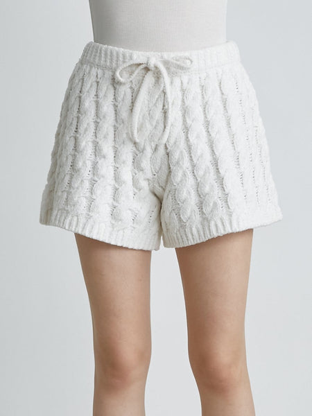 PARIYA Whipped Cream Cable Knit Lounge Shorts For Women