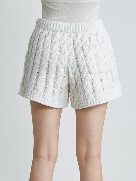 PARIYA Whipped Cream Cable Knit Lounge Shorts For Women