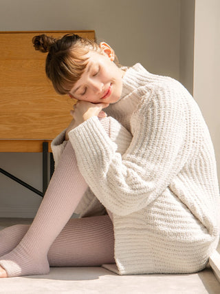 Powder Rib Knit Turtleneck Pullover in ivory, Women's Pullover Sweaters at Gelato Pique USA
