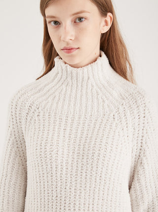 Powder Rib Knit Turtleneck Pullover in ivory, Women's Pullover Sweaters at Gelato Pique USA