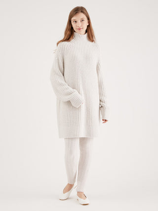 Powder Rib Knit Turtleneck Pullover in ivory, Women's Pullover Sweaters at Gelato Pique USA