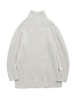Powder Rib Knit Turtleneck Pullover in ivory, Women's Pullover Sweaters at Gelato Pique USA