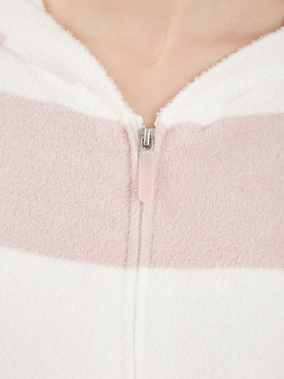 Smoothie 2 Border Hoodie, womens Loungewear Hoodies in pink by Gelato Pique USA