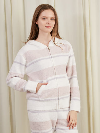 Baby Moco Double Striped Hoodie, womens Loungewear Hoodies in pink at Gelato Pique USA