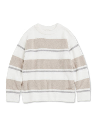 Baby Moco Double Striped Pullover Sweater in beige, Women's Pullover Sweaters at Gelato Pique USA