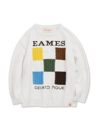 EAMES Air Moco Check-Logo Long Sleeve Pullover Sweater in mix, Women's Pullover Sweaters at Gelato Pique USA