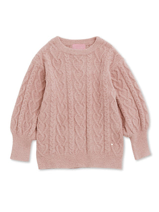 Sweet Heart Aran Knit Pullover Sweater in  pink, Women's Pullover Sweaters at Gelato Pique USA