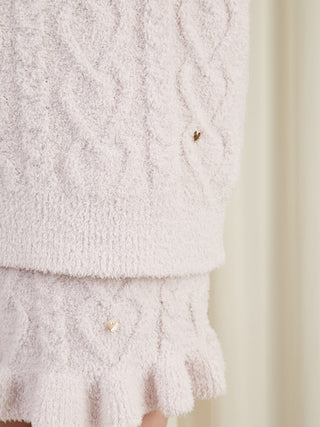 Sweet Heart Aran Knit Pullover Sweater in light pink, Women's Pullover Sweaters at Gelato Pique USA