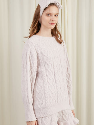 Sweet Heart Aran Knit Pullover Sweater in light pink, Women's Pullover Sweaters at Gelato Pique USA