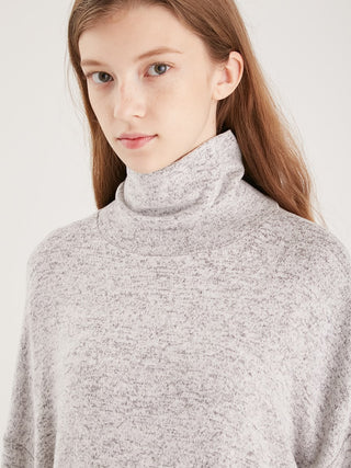 Snow Melange Turtleneck Pullover in light gray, Women's Pullover Sweaters at Gelato Pique USA