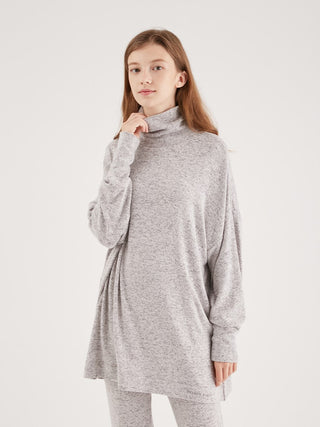Snow Melange Turtleneck Pullover in light gray, Women's Pullover Sweaters at Gelato Pique USA